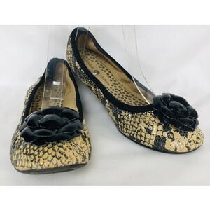 Lindsay Phillips Liz Ballet Shoes Sz 6.5M Leather Embossed Python Flower Accent